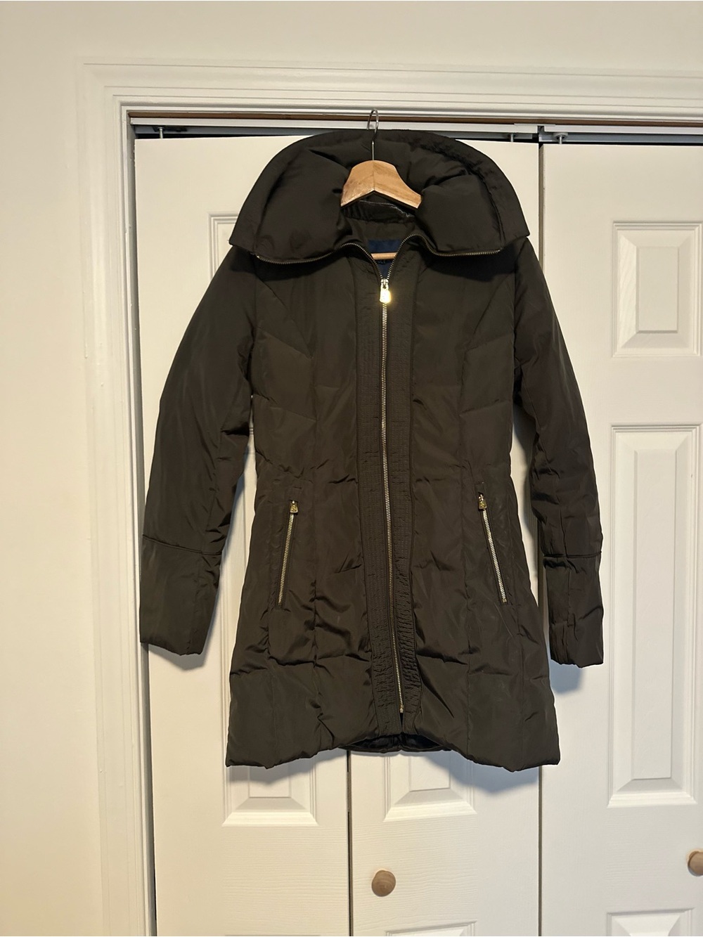 Cole Haan Olive Green Quilted Puffer Coat